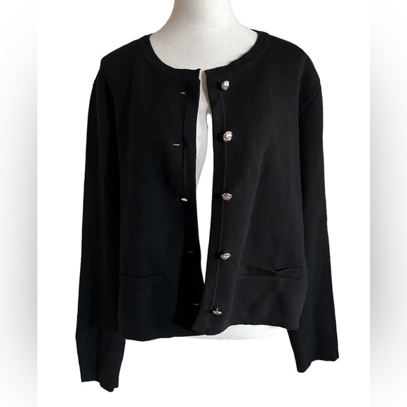 Pretty Garden heavy all cotton black sweater/jacket.  NWOT - Picture 3 of 8